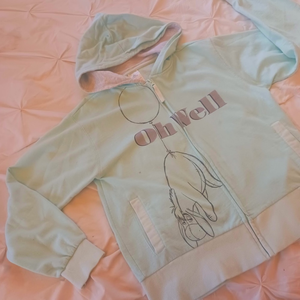 Eeyore light aqua zip up sweatshirt hoodie from Disney - Women's Medium